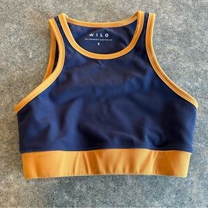 Anthropologie WILO the Label Color Block Sports Bra Blue Orange Womens small
